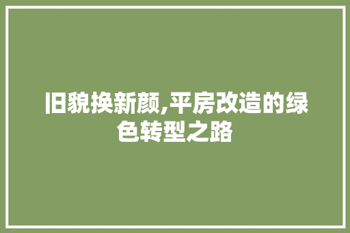 旧貌换新颜,平房改造的绿色转型之路