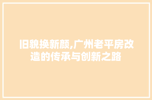 旧貌换新颜,广州老平房改造的传承与创新之路 墙体维修