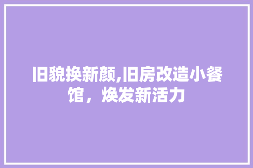 旧貌换新颜,旧房改造小餐馆，焕发新活力 汽车维修