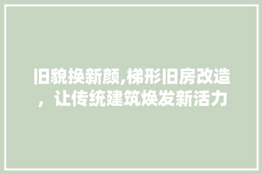 旧貌换新颜,梯形旧房改造，让传统建筑焕发新活力 厨房维修