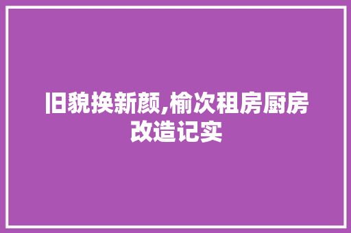 旧貌换新颜,榆次租房厨房改造记实 汽车维修