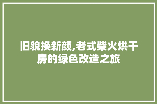 旧貌换新颜,老式柴火烘干房的绿色改造之旅 家电维修