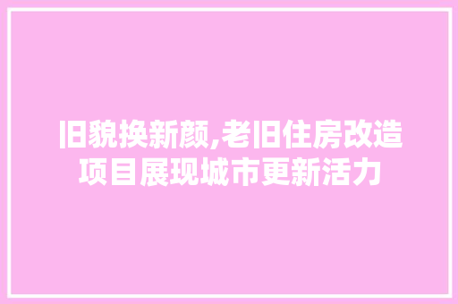 旧貌换新颜,老旧住房改造项目展现城市更新活力 家电维修