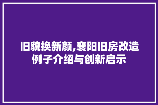 旧貌换新颜,襄阳旧房改造例子介绍与创新启示