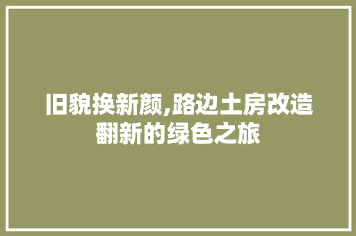 旧貌换新颜,路边土房改造翻新的绿色之旅 家电维修