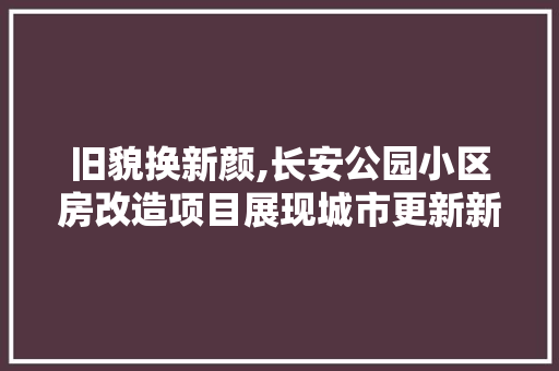 旧貌换新颜,长安公园小区房改造项目展现城市更新新风采 家电维修