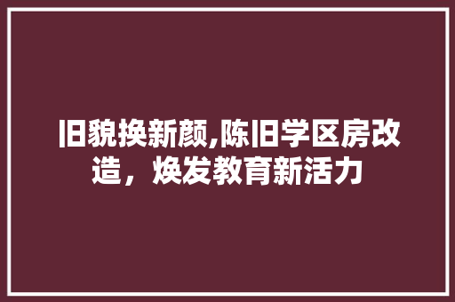 旧貌换新颜,陈旧学区房改造，焕发教育新活力 家电维修