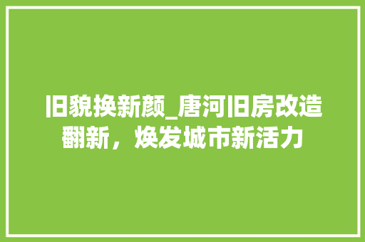 旧貌换新颜_唐河旧房改造翻新，焕发城市新活力