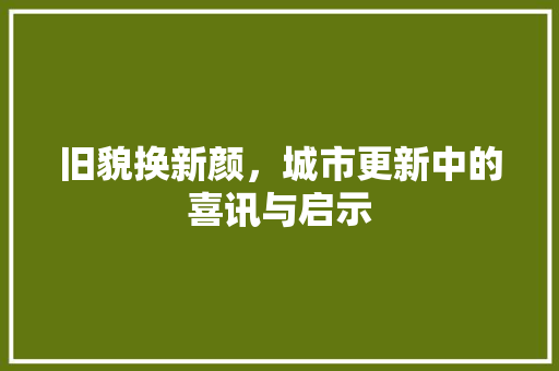 旧貌换新颜，城市更新中的喜讯与启示
