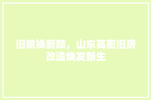 旧貌换新颜，山东高密旧房改造焕发新生