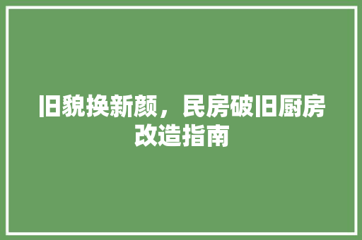 旧貌换新颜，民房破旧厨房改造指南 汽车维修