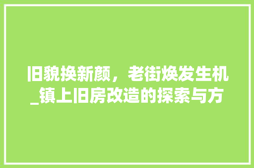 旧貌换新颜，老街焕发生机_镇上旧房改造的探索与方法
