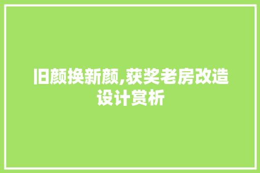 旧颜换新颜,获奖老房改造设计赏析 墙体维修