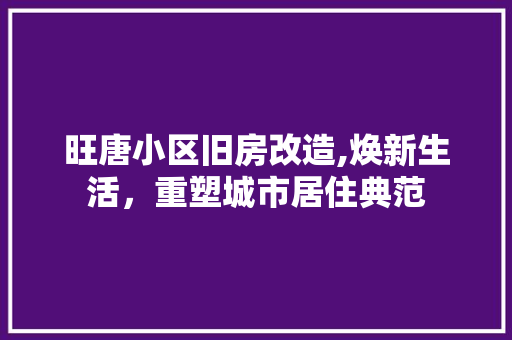 旺唐小区旧房改造,焕新生活，重塑城市居住典范