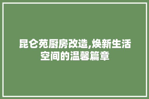 昆仑苑厨房改造,焕新生活空间的温馨篇章
