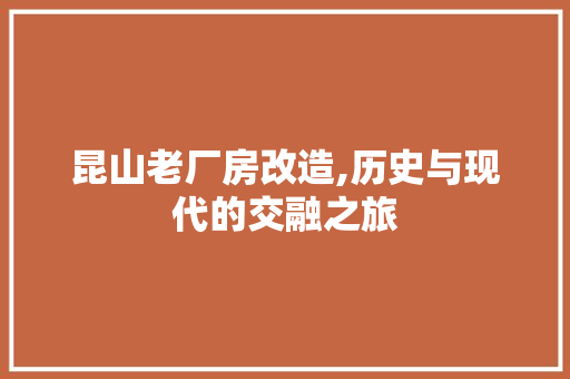 昆山老厂房改造,历史与现代的交融之旅 家电维修