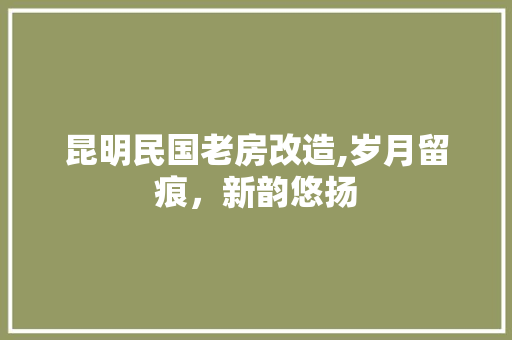 昆明民国老房改造,岁月留痕，新韵悠扬