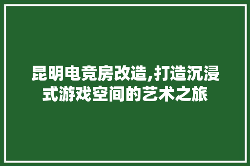 昆明电竞房改造,打造沉浸式游戏空间的艺术之旅