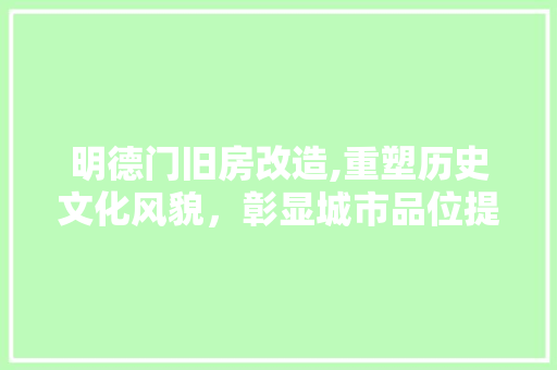 明德门旧房改造,重塑历史文化风貌，彰显城市品位提升