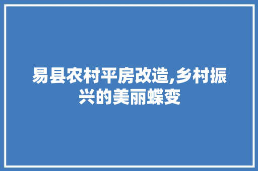 易县农村平房改造,乡村振兴的美丽蝶变 综合便民