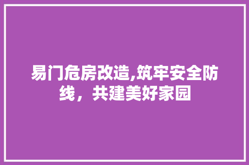 易门危房改造,筑牢安全防线，共建美好家园
