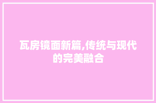 瓦房镜面新篇,传统与现代的完美融合 厨房维修