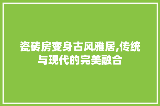 瓷砖房变身古风雅居,传统与现代的完美融合 墙体维修