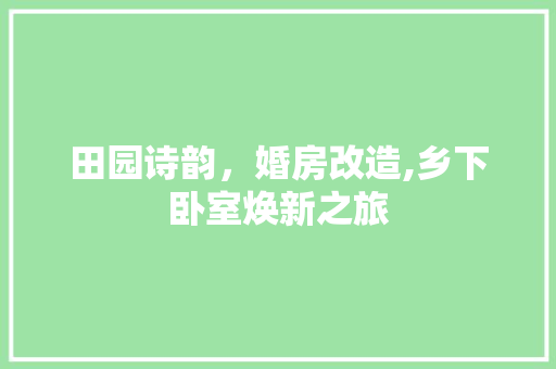 田园诗韵，婚房改造,乡下卧室焕新之旅 汽车维修
