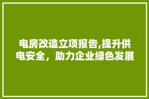 电房改造立项报告,提升供电安全，助力企业绿色发展