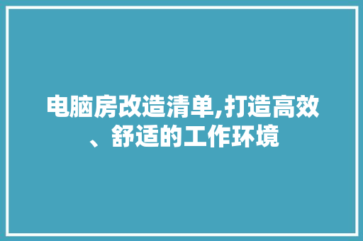 电脑房改造清单,打造高效、舒适的工作环境