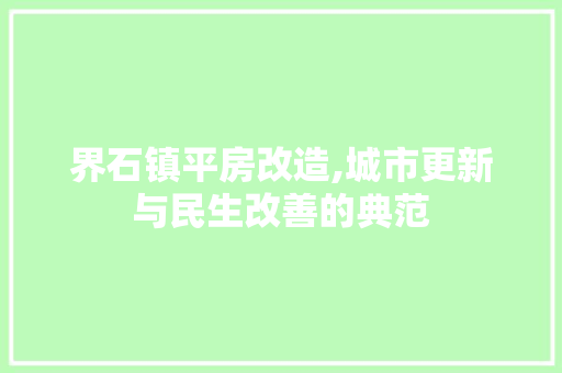 界石镇平房改造,城市更新与民生改善的典范
