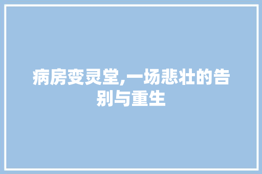 病房变灵堂,一场悲壮的告别与重生 汽车维修