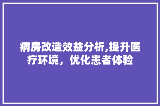 病房改造效益分析,提升医疗环境，优化患者体验 汽车维修