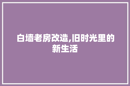 白墙老房改造,旧时光里的新生活