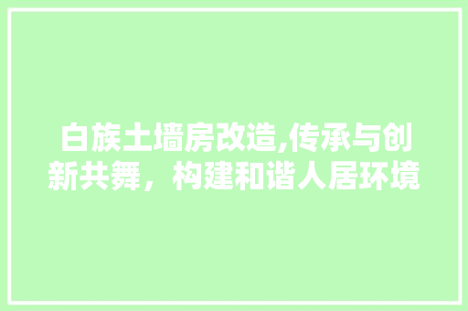 白族土墙房改造,传承与创新共舞，构建和谐人居环境