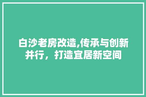 白沙老房改造,传承与创新并行，打造宜居新空间 汽车维修