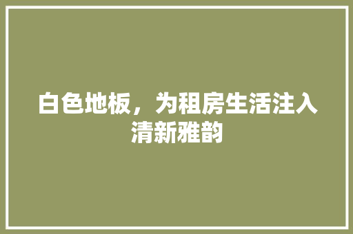 白色地板，为租房生活注入清新雅韵