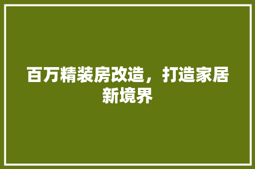 百万精装房改造，打造家居新境界