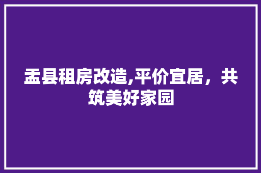 盂县租房改造,平价宜居，共筑美好家园