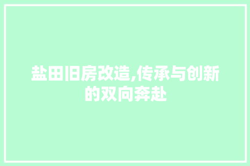 盐田旧房改造,传承与创新的双向奔赴