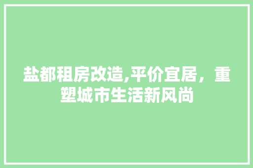 盐都租房改造,平价宜居，重塑城市生活新风尚