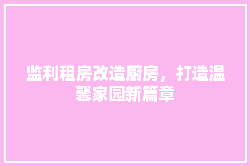 监利租房改造厨房，打造温馨家园新篇章