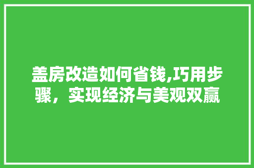 盖房改造如何省钱,巧用步骤，实现经济与美观双赢 厨房维修
