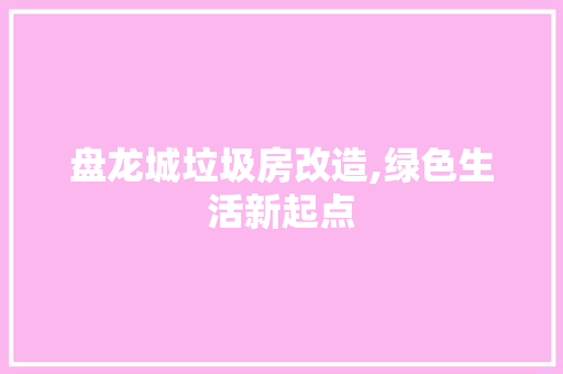 盘龙城垃圾房改造,绿色生活新起点