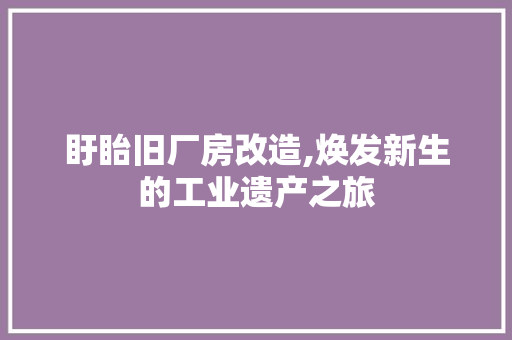 盱眙旧厂房改造,焕发新生的工业遗产之旅