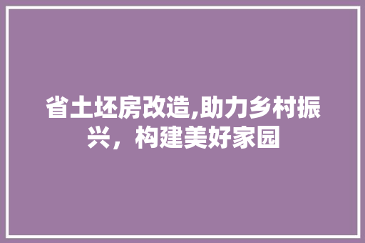 省土坯房改造,助力乡村振兴，构建美好家园