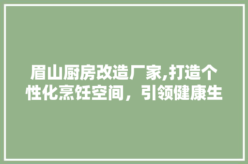 眉山厨房改造厂家,打造个性化烹饪空间，引领健康生活新潮流 综合便民