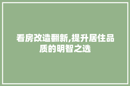 看房改造翻新,提升居住品质的明智之选 家电维修