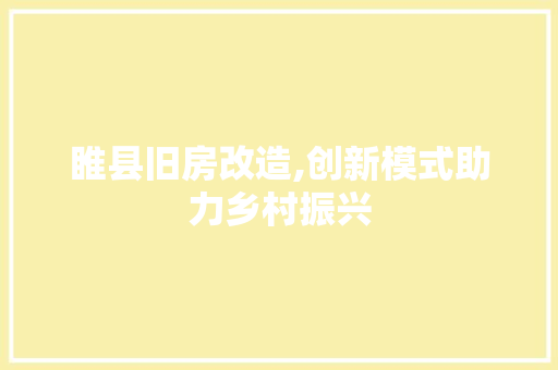 睢县旧房改造,创新模式助力乡村振兴 汽车维修