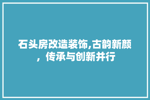 石头房改造装饰,古韵新颜，传承与创新并行 家电维修